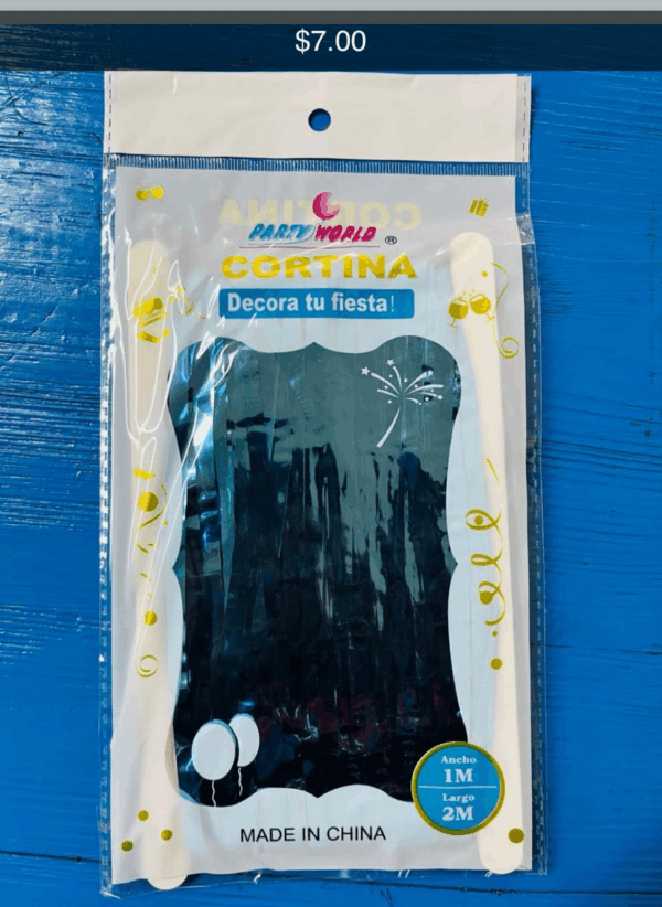 Cortina Decorativa Metálica Color Azul Oscuro - Imagen 2