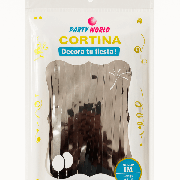 Cortina Decorativa Metálica Plateada