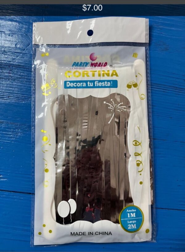 Cortina Decorativa Metálica Plateada - Imagen 2