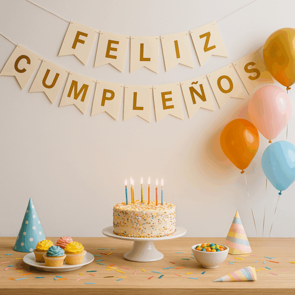 Banderín “Feliz Cumpleaños” Letras Metálicas - Imagen 2