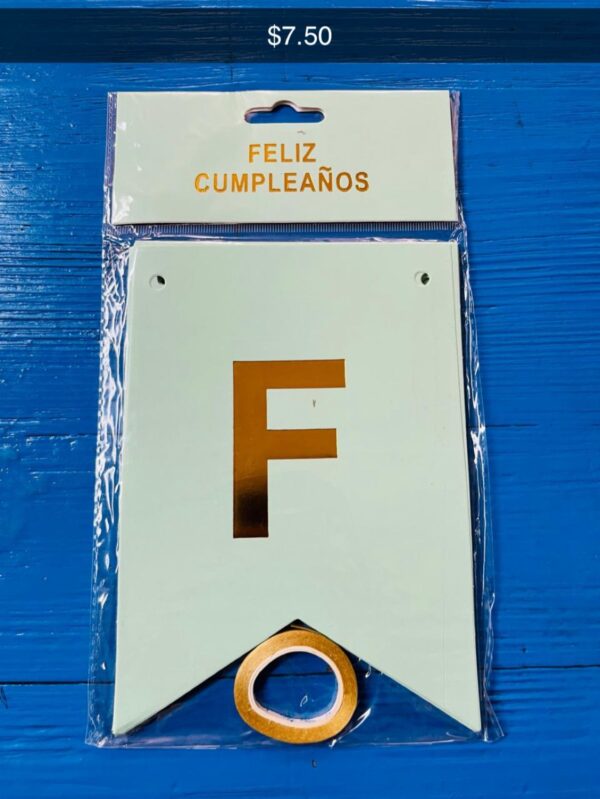 Banderín “Feliz Cumpleaños” Letras Metálicas - Imagen 3
