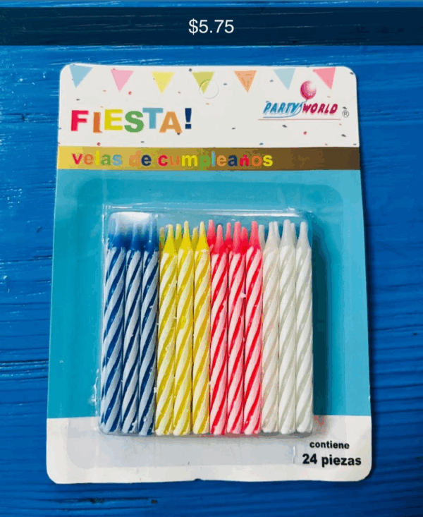 Velas de Cumpleaños Espiral “Fiesta!” – 24 piezas - Imagen 3
