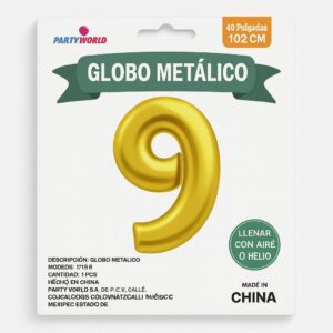 Globo Metálico Dorado Nº 9 (102 cm)