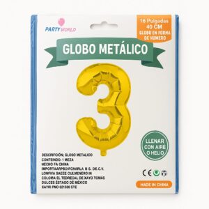 Globo Metálico Dorado Nº 3 (40 cm)
