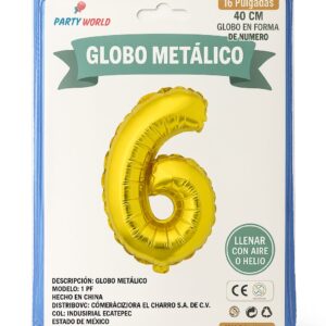 Globo Metálico Dorado Nº 6 (40 cm)