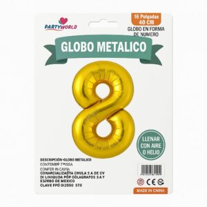 Globo Metálico Dorado Nº 8 (40 cm)