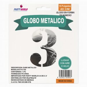 Globo Metálico Plateado Nº 3 (40 cm)