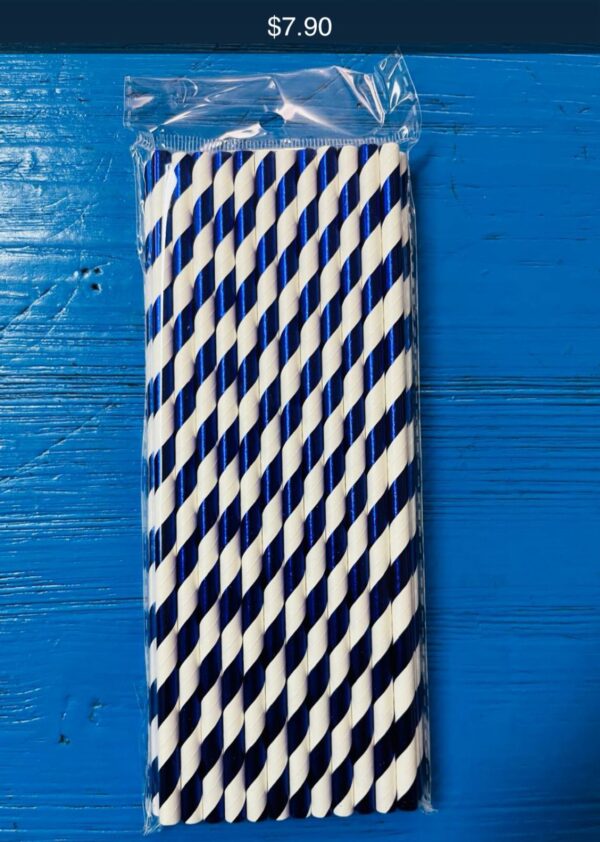 Popotes de Papel Azul y Blanco – 13 piezas - Imagen 2