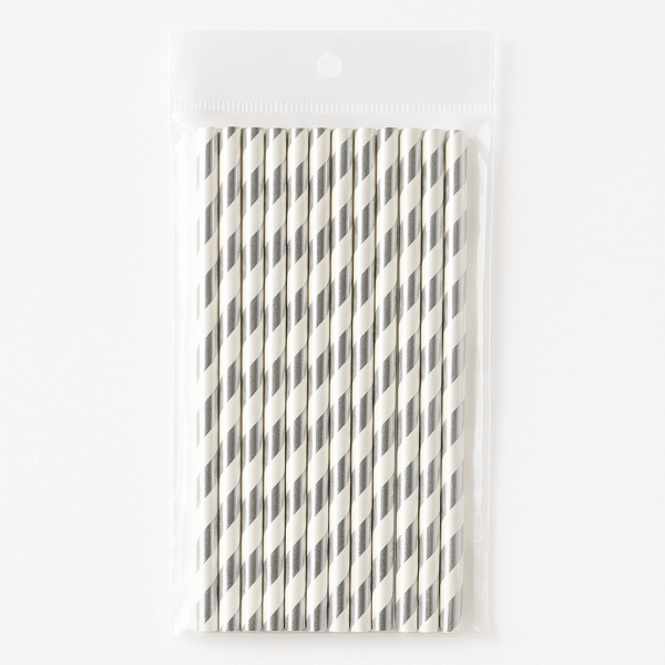 Popotes de Papel Plateados y Blancos – 13 piezas